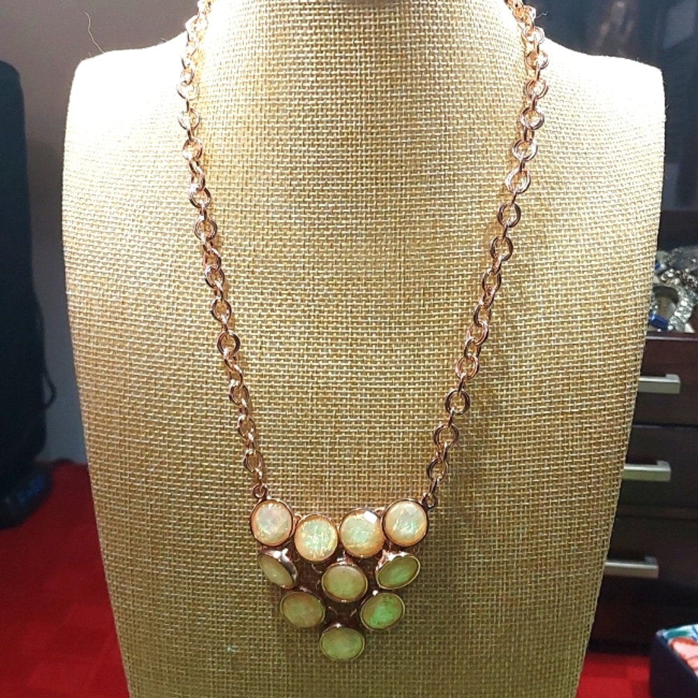 Rose gold faux opal necklace